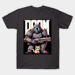 Doom Guy with a Kitty friend. T-Shirt